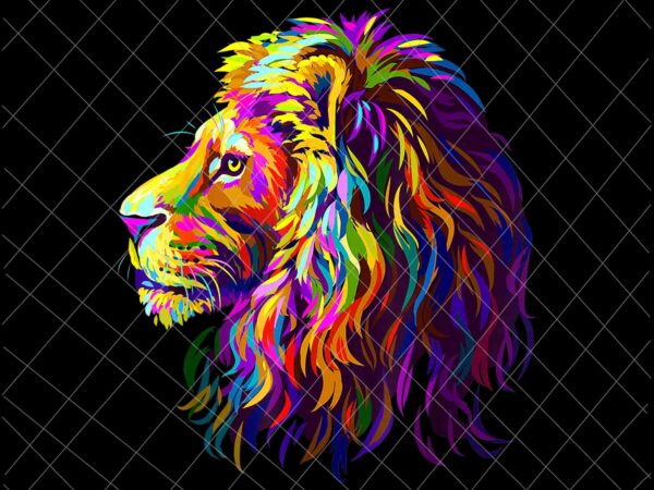 Colorful lion head pop art style png, lion head png, lion art style png, leo zodiac png t shirt vector file