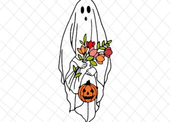 Halloween Ghost Svg, Halloween Party Svg, Flower Ghost Svg, Trick or Treat, Cute Ghost Svg, Halloween Pumpkin Svg