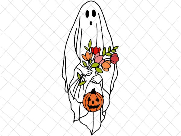 Halloween ghost svg, halloween party svg, flower ghost svg, trick or treat, cute ghost svg, halloween pumpkin svg graphic t shirt