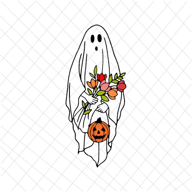 Halloween Ghost Svg, Halloween Party Svg, Flower Ghost Svg, Trick or Treat, Cute Ghost Svg, Halloween Pumpkin Svg