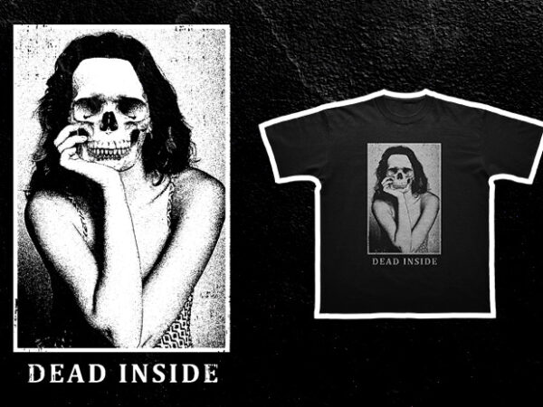 Grunge goth alternative aesthetic skull – dead inside black n white png graphic