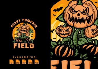 Scary Pumpkin Field T-shirt Design