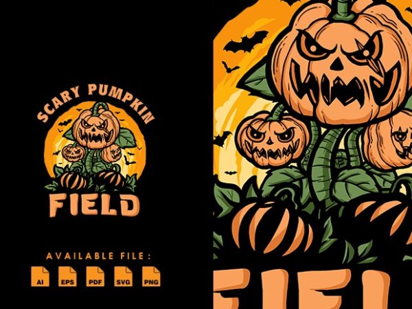 Scary pumpkin field t-shirt design