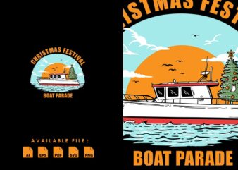 Christmas Festival Boat T-shirt Design