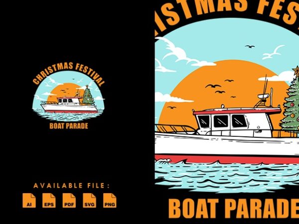 Christmas festival boat t-shirt design