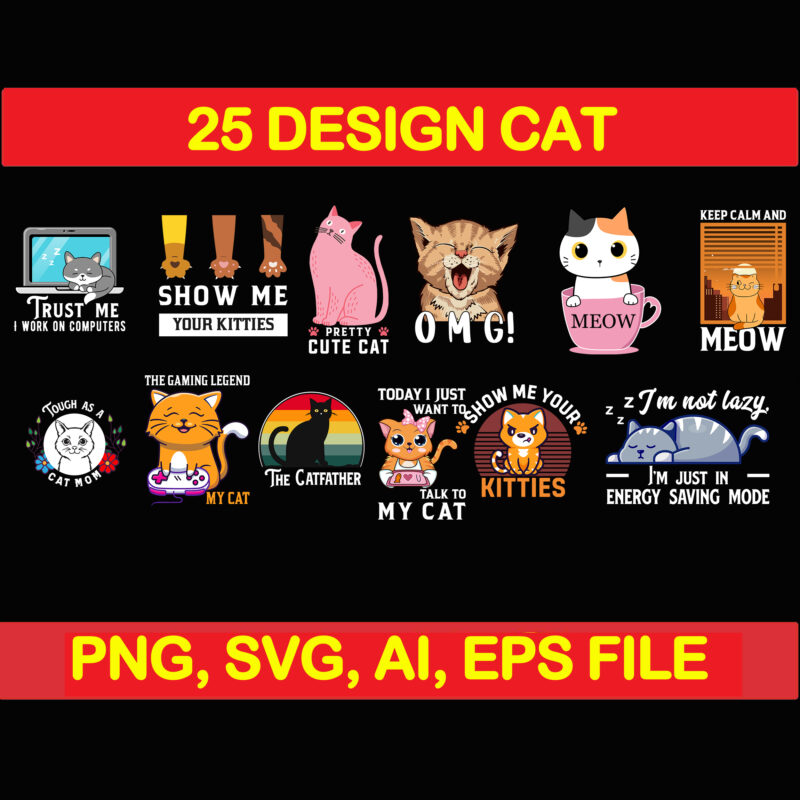 Cat bundle svg, cat svg, black cat svg, cat design, design cat bundle, cat vector, cat funny, cat design