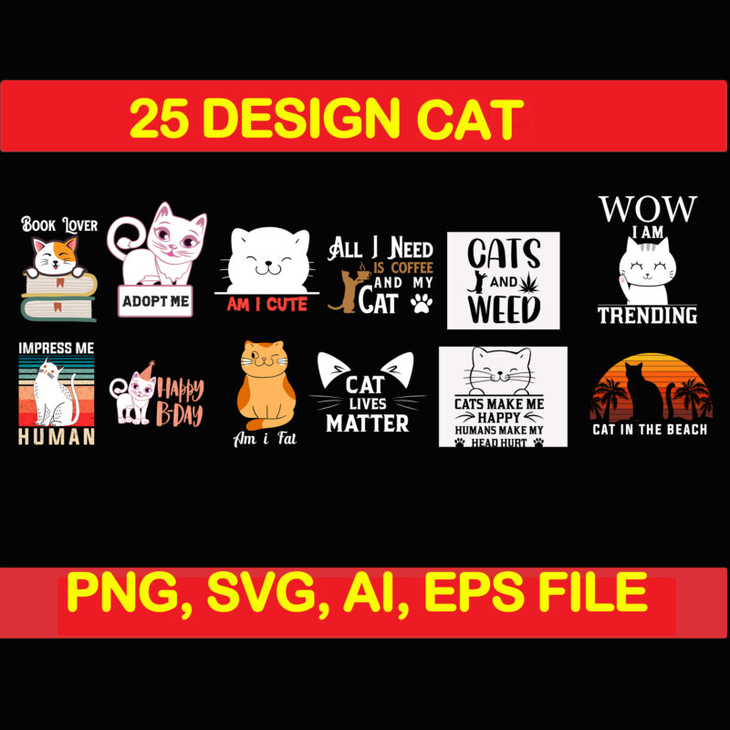 Cat bundle svg, cat svg, black cat svg, cat design, design cat bundle, cat vector, cat funny, cat design