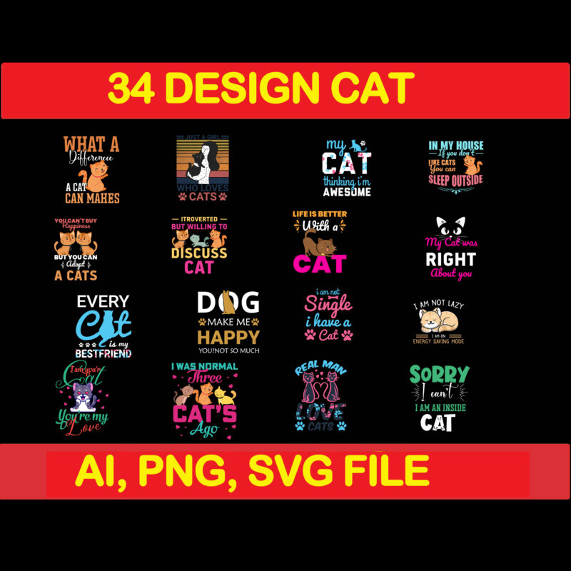 Cat bundle svg, cat svg, black cat svg, cat design, design cat bundle, cat vector, cat funny, cat design