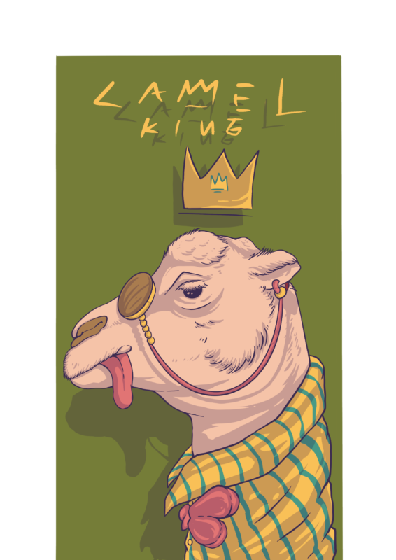 Camel t-shirt design cartoon style