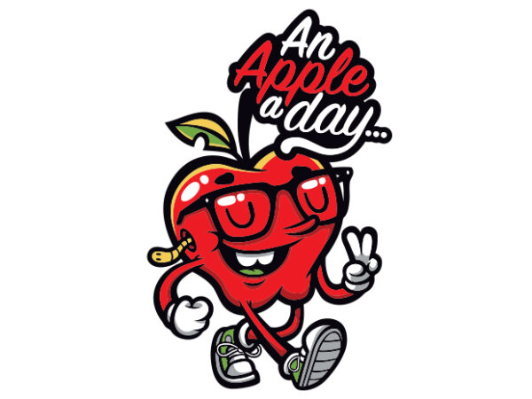 An apple a day t shirt vector