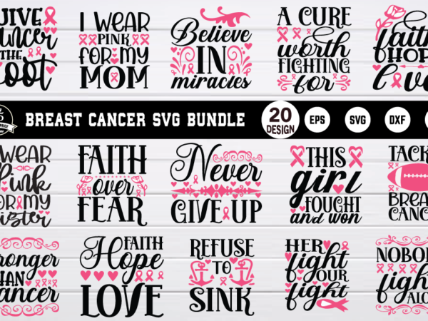 Breast cancer svg design bundle