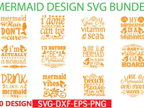 Mermaid svg bundle t shirt designs for sale