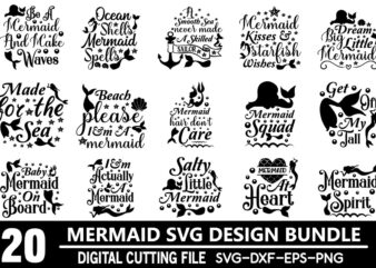 Mermaid svg bundle t shirt designs for sale