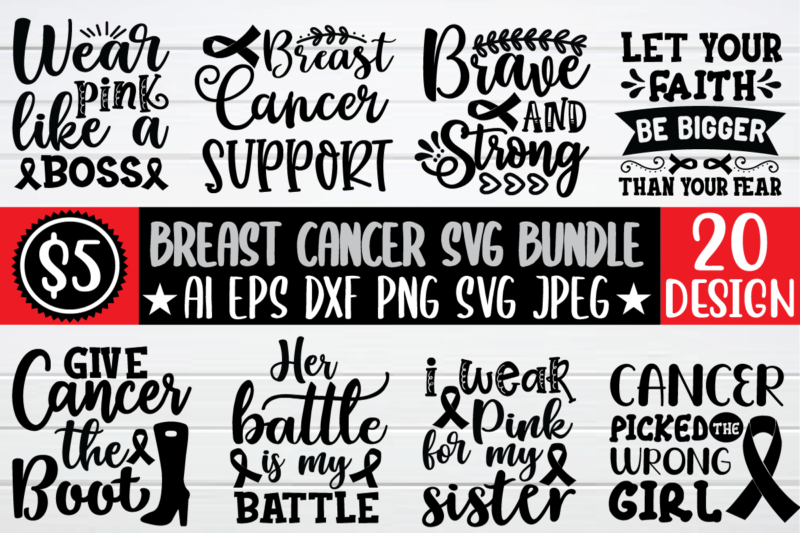 Breast cancer bundle t shirt vector file