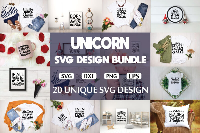 Unicorn svg Design bundle for sale!