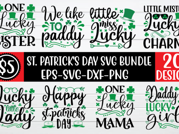 St-patricks-day svg bundle t shirt template vector