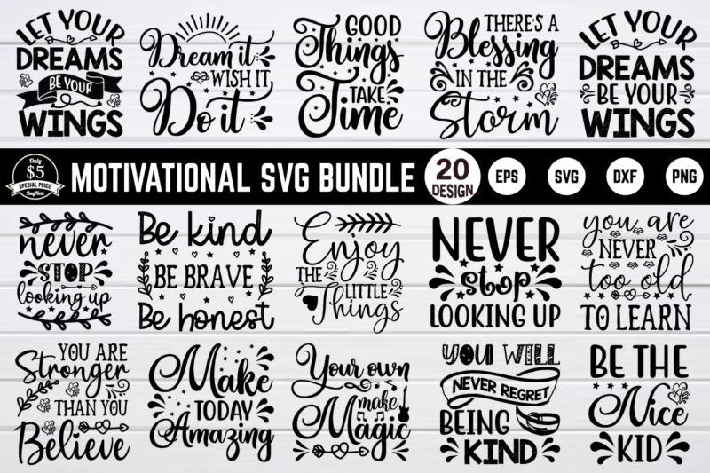 Motivational svg bundle t shirt designs for sale