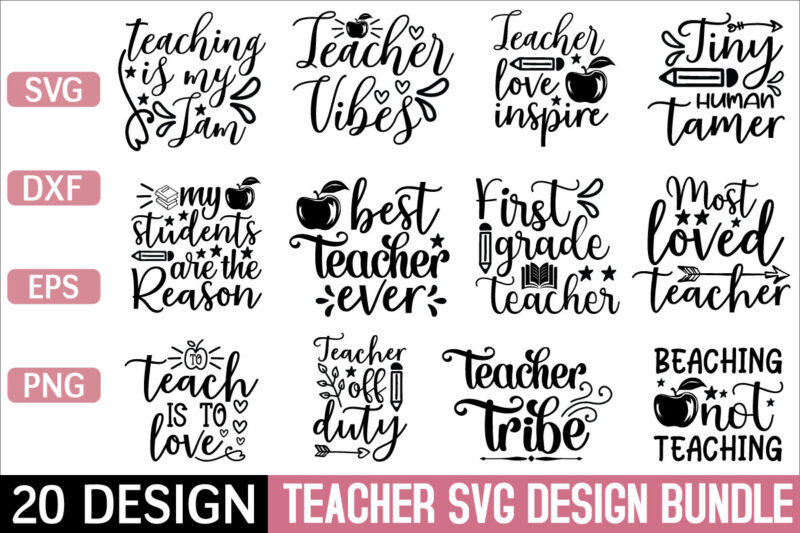 Teacher svg bundle t shirt designs for sale