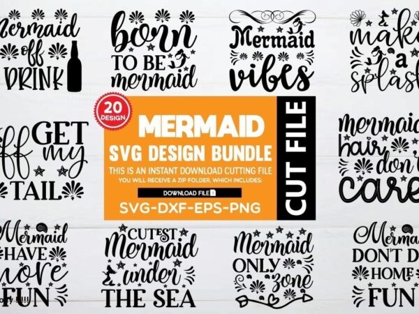 Mermaid svg bundle t shirt designs for sale