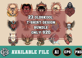 23 oldskool t-shirt design bundle