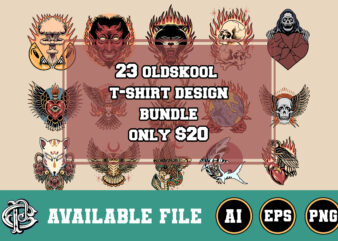 23 oldskool t-shirt design bundle