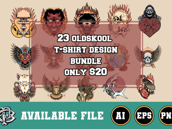 23 oldskool t-shirt design bundle