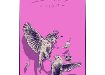 animal t-shirt design “bird fight”