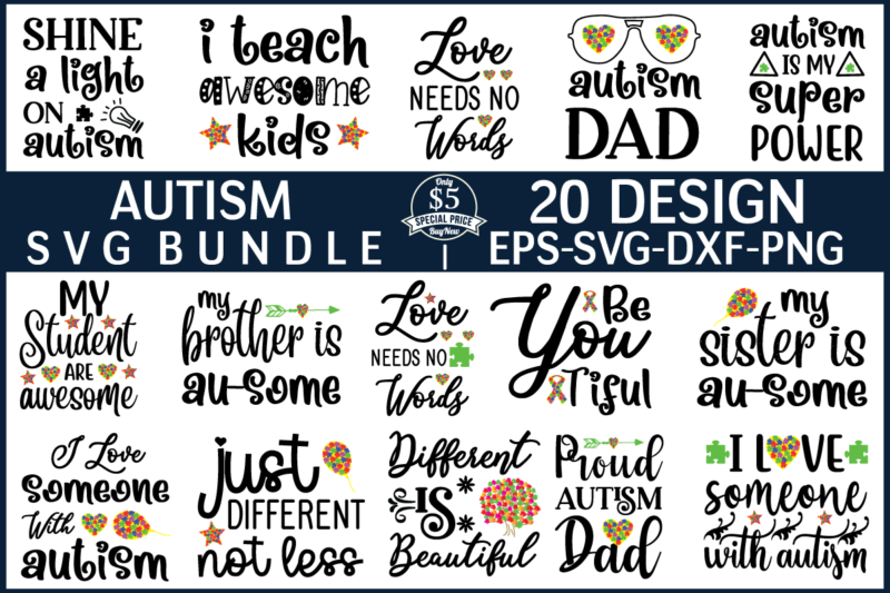 Autism svg bundle for sale!