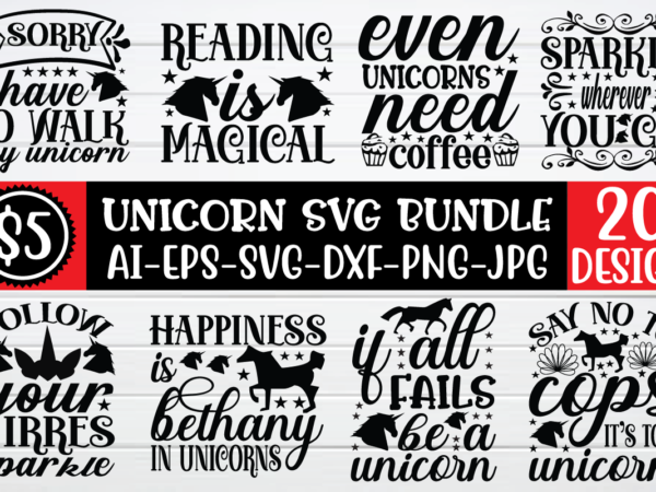 Unicorn svg design bundle for sale!