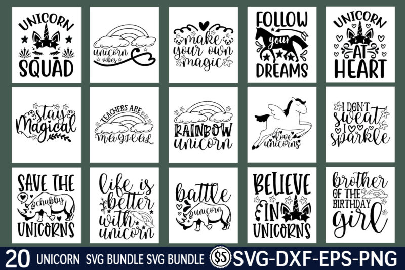 Unicorn svg Design bundle for sale!