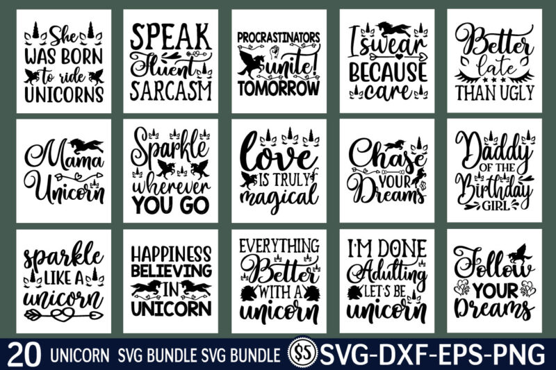 Unicorn svg Design bundle for sale!