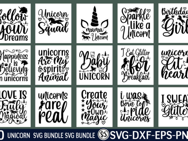 Unicorn svg design bundle for sale!