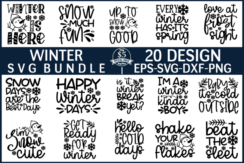 Winter SVG Design bundle for sale!