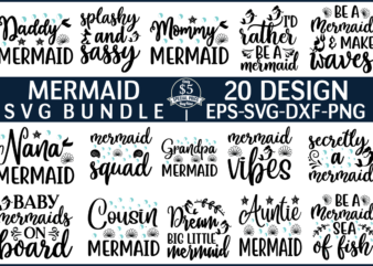 Mermaid svg bundle t shirt designs for sale