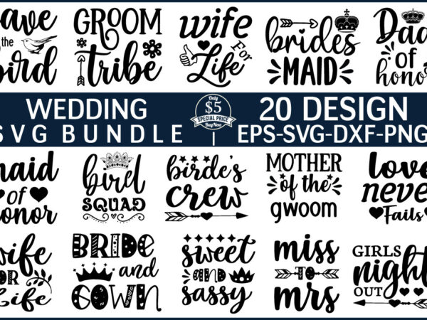 Wedding svg bundle t shirt design for sale