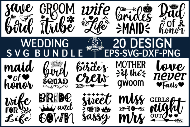 Wedding svg bundle t shirt design for sale