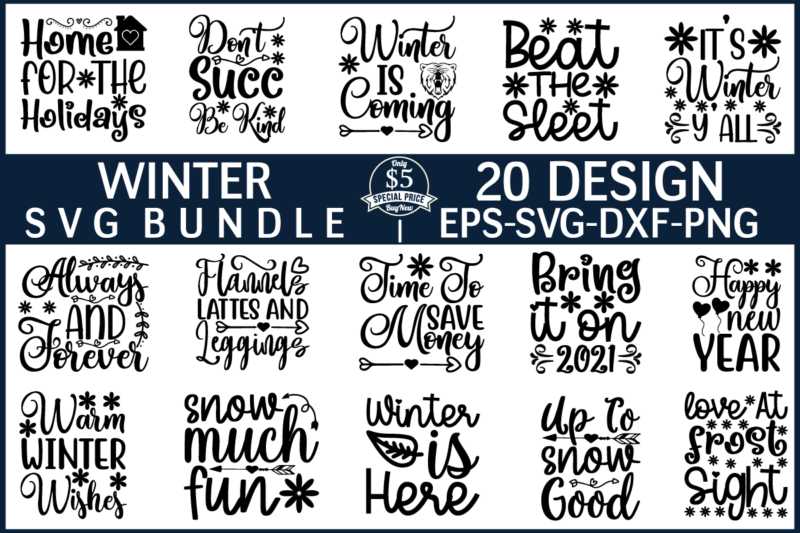 Winter SVG Design bundle for sale!