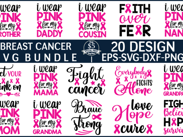 Breast cancer svg bundle for sale! t shirt template