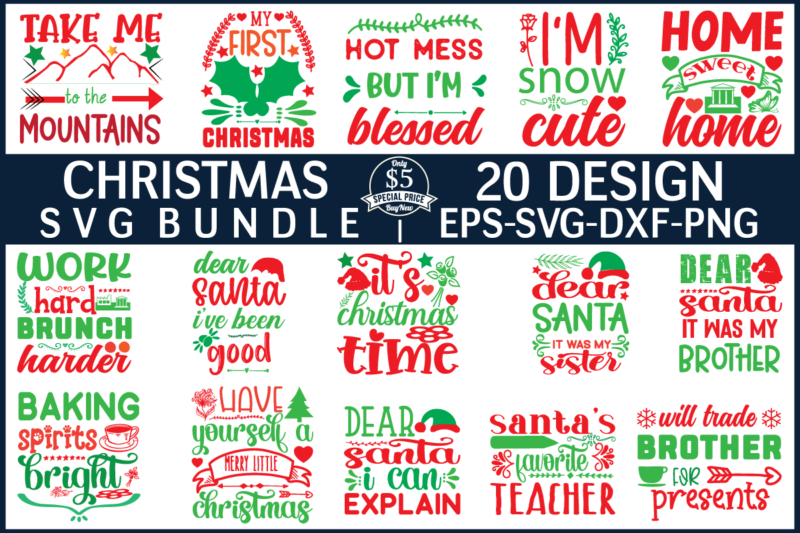 Christmas svg bundle t shirt vector file