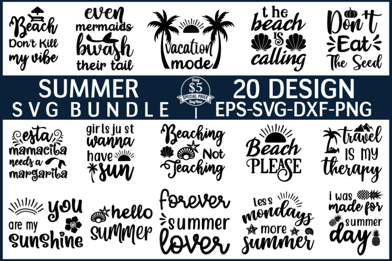 Summer svg bundle t shirt template vector