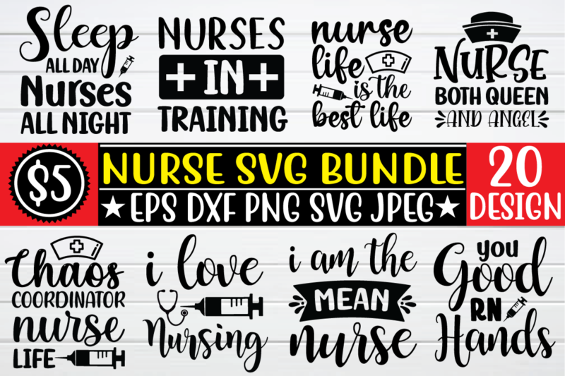 nurse svg bundle t shirt vector illustration