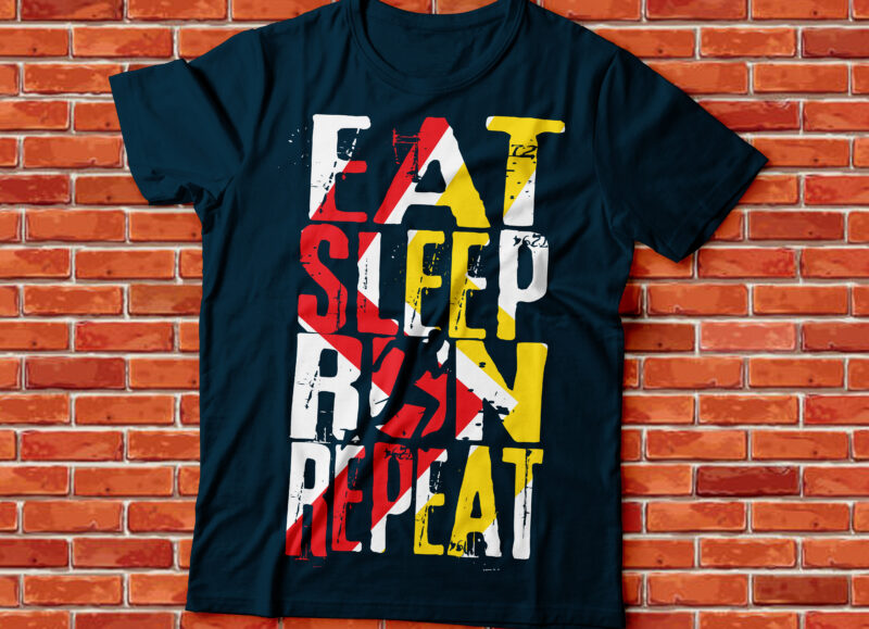 eat sleep run repeat gaming graphic tee template design