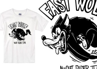 fast wolf t shirt graphic design