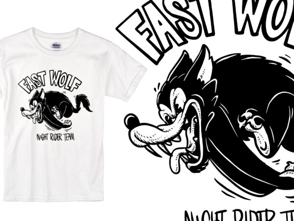 Fast wolf t shirt graphic design