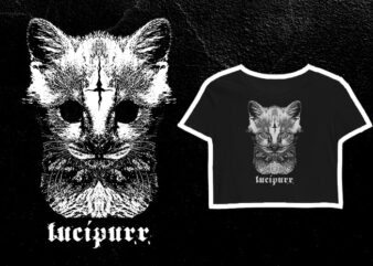 Grunge Goth Alternative Aesthetic Occult Cat – Lucipurr Black n White Png Graphic