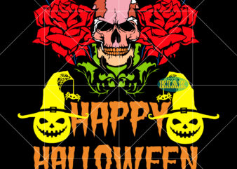 Skull and rose on halloween, sugar skull svg, skull svg, skull vector, skull logo, sugar skull vector, sugar skull logo, Pumpkin Svg, Angry Pumpkin vector, Happy Halloween vector, Halloween Png,