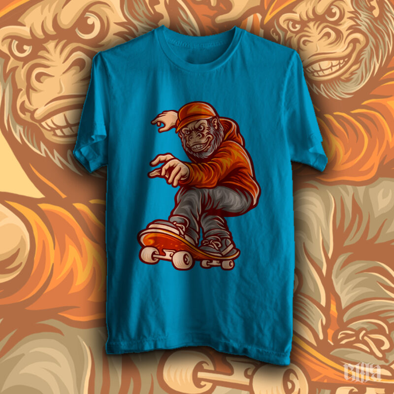 skate monkey t-shirt design
