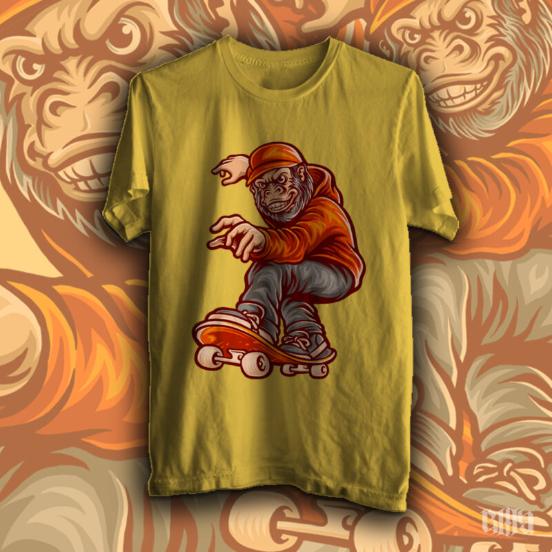 skate monkey t-shirt design