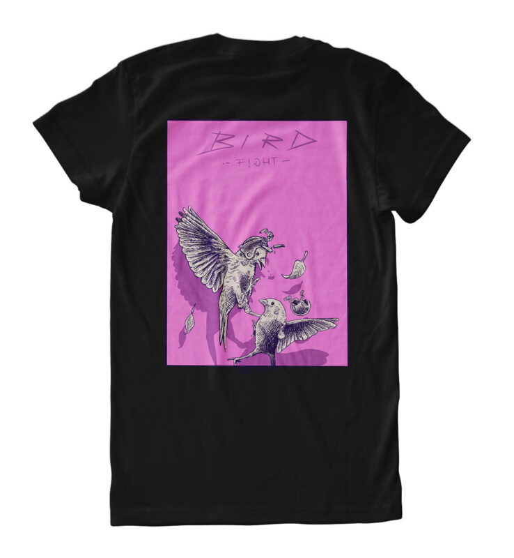 animal t-shirt design “bird fight”