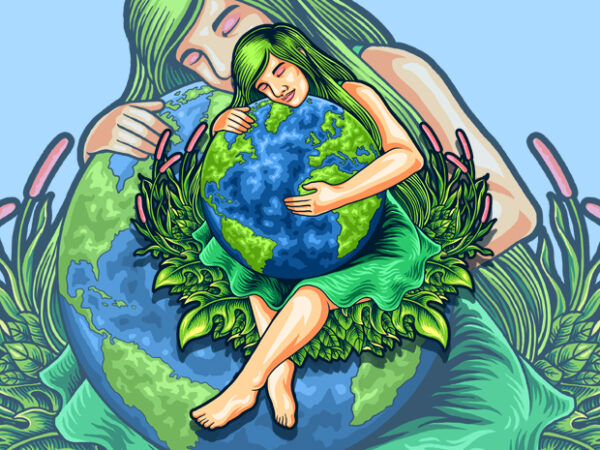 Mother earth illustration t-shirt design